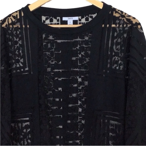 Bar 111 Black Semi Sheer Burnout Long Sleeve Top Size XL - Picture 5 of 6